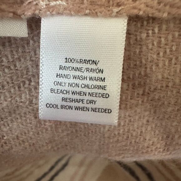 LOFT Pink Cream Neutral Colors Fringe Open Front Poncho One Size - Picture 8 of 11